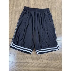 Mens Black Athletic Shorts Small Basketball Gym Silky Lightweight Stripe
